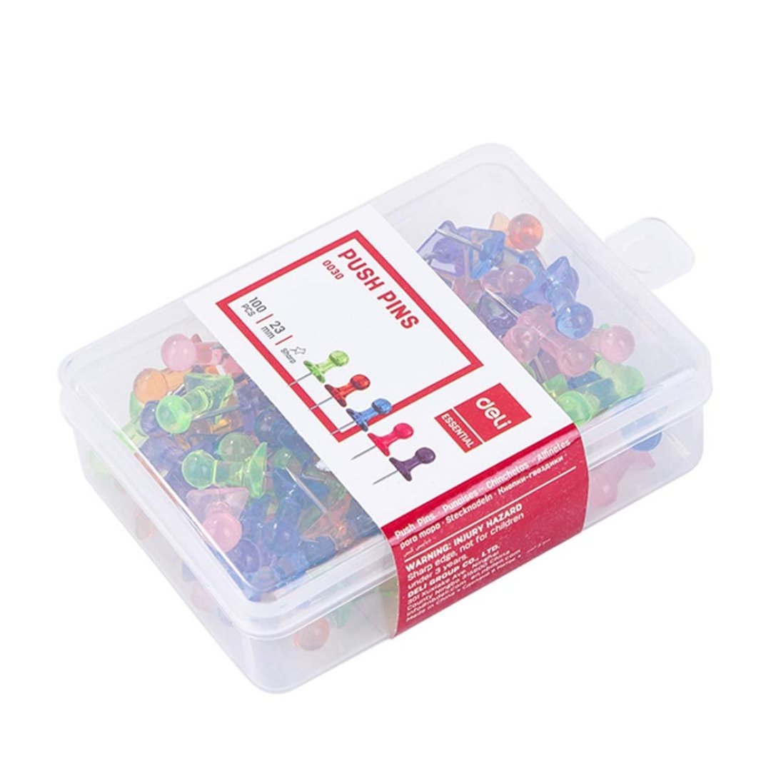 Deli Assorted Color Push Pins 23mm - SCOOBOO - W0030 - Paperclips, Fasteners & Rubber bands