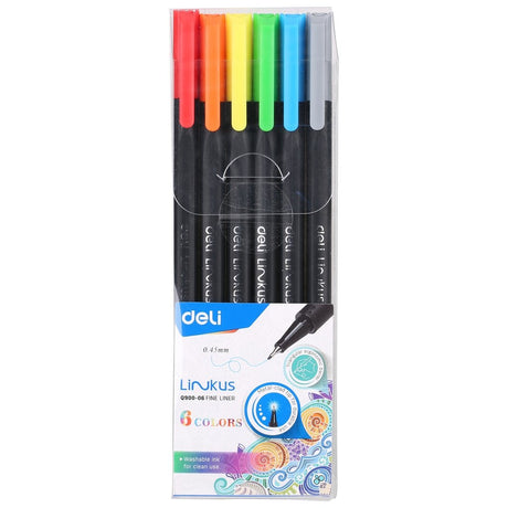 Deli EQ900-06 Fine Liner 6PC Set - SCOOBOO - Q900-06 - Fine Liners