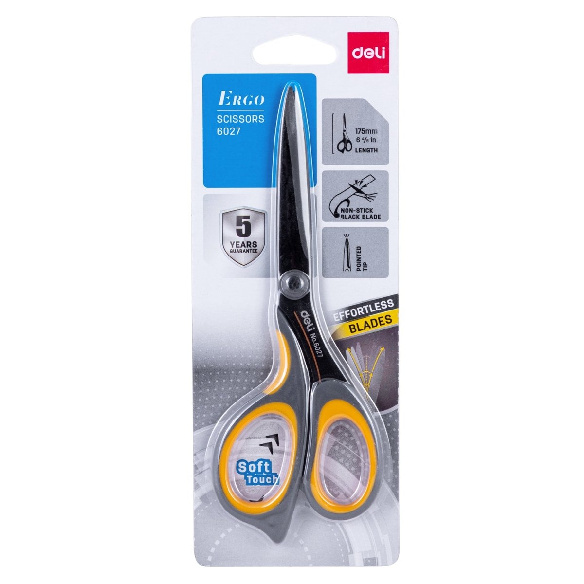 Deli Ergo Series 6.45" Stainless Blade Scissors - SCOOBOO - 6027 - SCISSORS