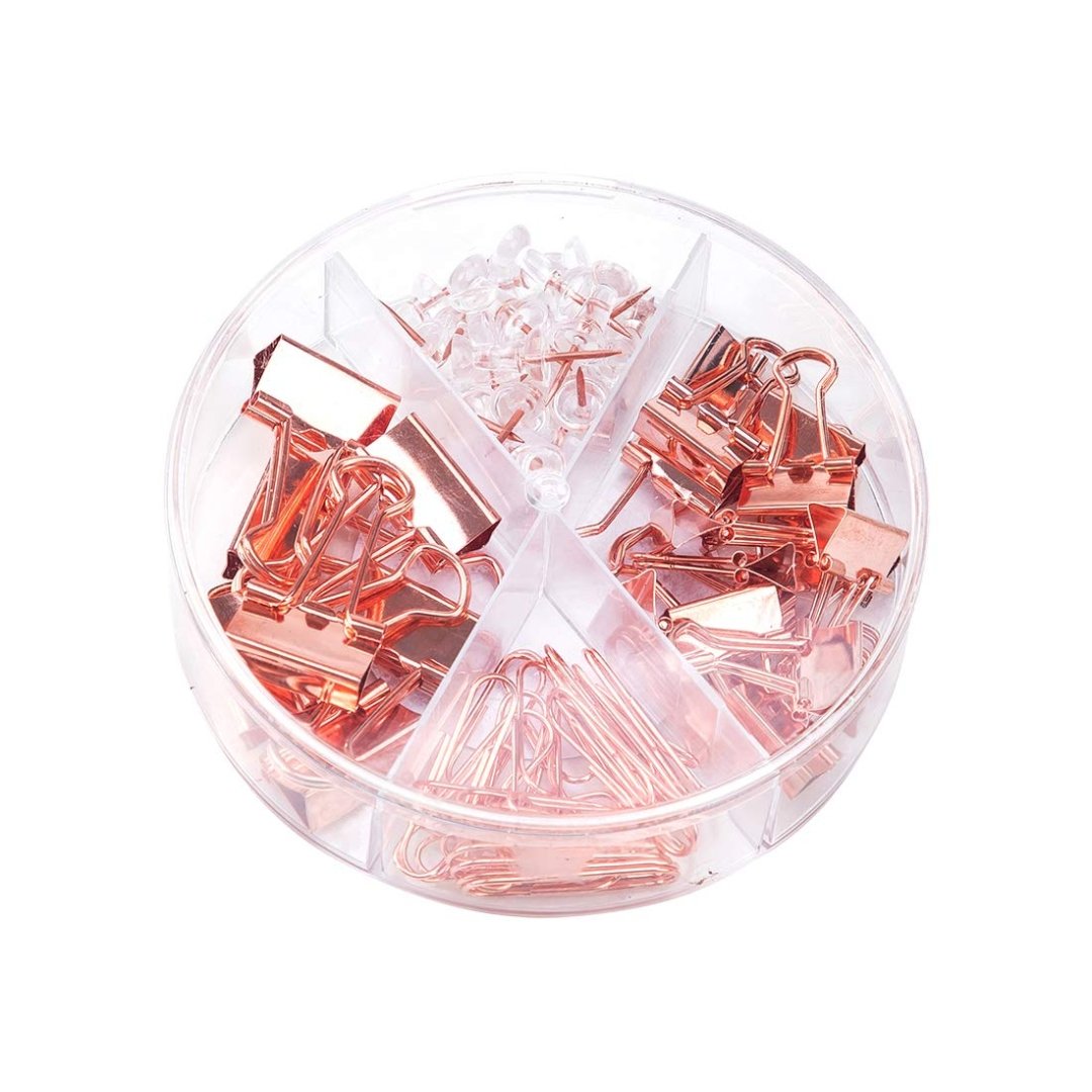 Deli Essentials Rose Gold Edition Desk Accessories Set - SCOOBOO - 78553 - Paperclips, Fasteners & Rubber bands