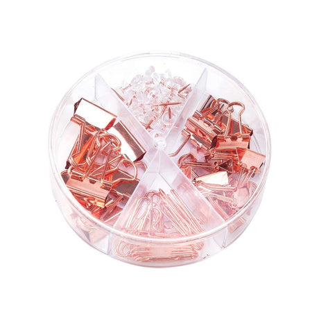 Deli Essentials Rose Gold Edition Desk Accessories Set - SCOOBOO - 78553 - Paperclips, Fasteners & Rubber bands