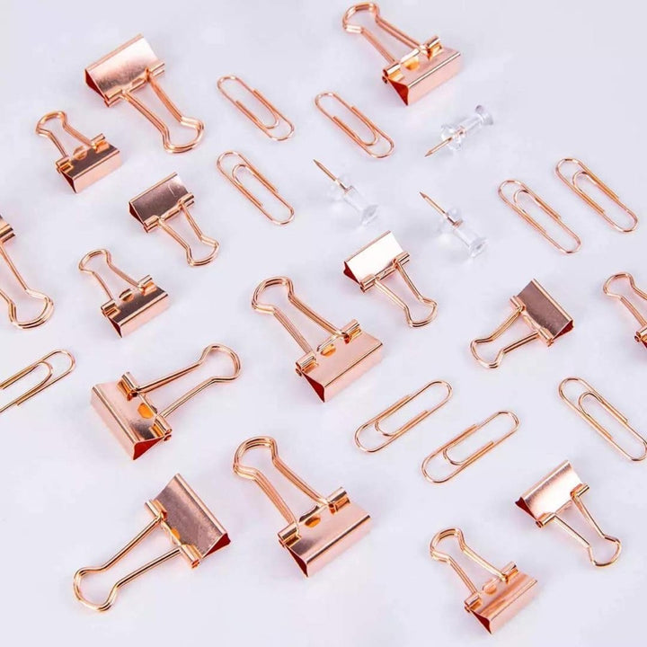 Deli Essentials Rose Gold Edition Desk Accessories Set - SCOOBOO - 78553 - Paperclips, Fasteners & Rubber bands