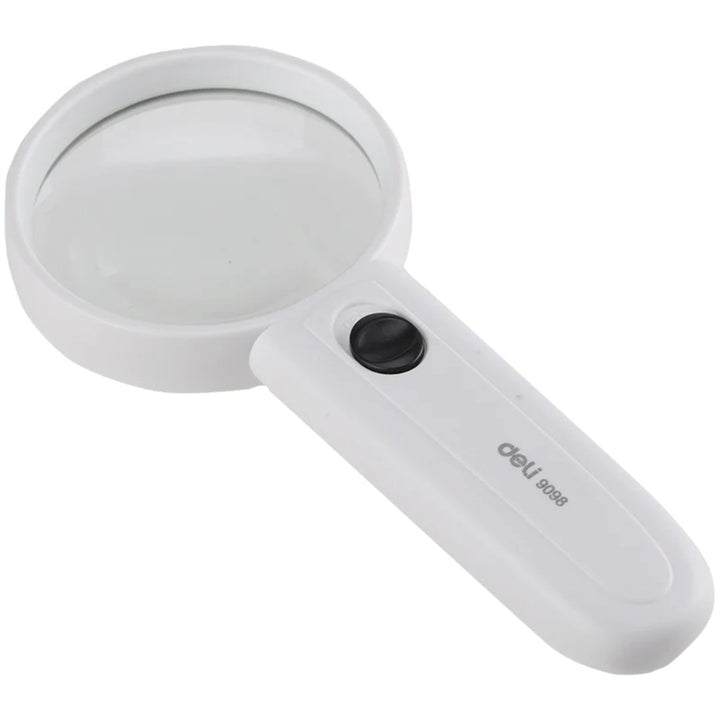 Deli Magnifying Glass With LED Light, 60 Mm - White - SCOOBOO - 9098 - Rulers & Measuring Tools