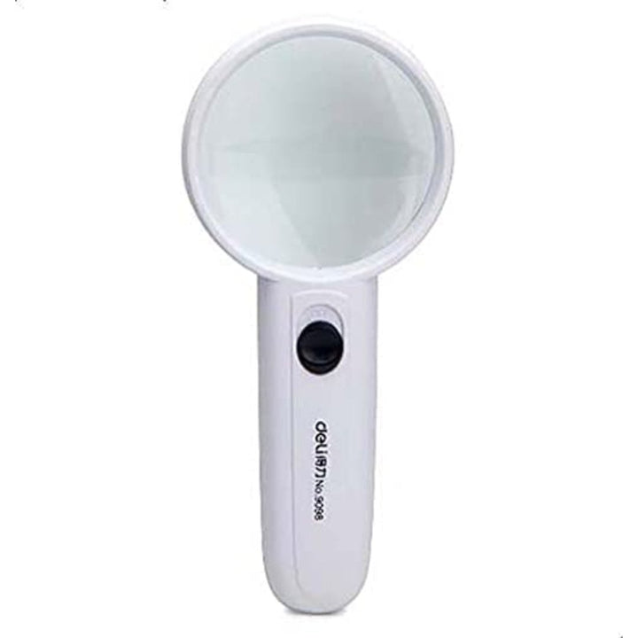 Deli Magnifying Glass With LED Light, 60 Mm - White - SCOOBOO - 9098 - Rulers & Measuring Tools
