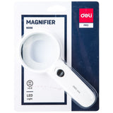 Deli Magnifying Glass With LED Light, 60 Mm - White - SCOOBOO - 9098 - Rulers & Measuring Tools