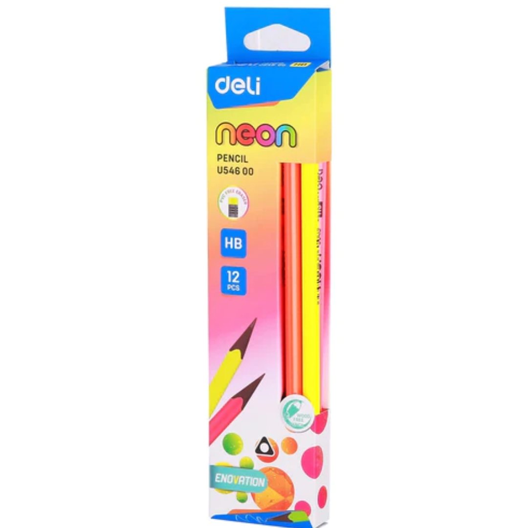 Deli Neon HB Wood Free Pencil Pack Of 12 - SCOOBOO - U54600 - Pencils