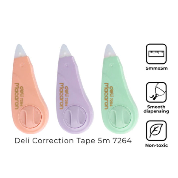 Deli Pastel Color Correction Tape 5mm - SCOOBOO - 7264 - Eraser & Correction