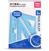 Deli Ruler 3Pcs Plastic Triangle Ruler Student Stationery Set - SCOOBOO - W6204 - Ruler set