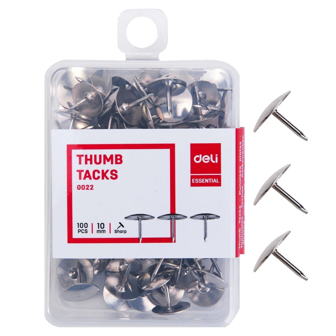 Deli Thumb Tacks- Silver - SCOOBOO - 0022 - Paperclips, Fasteners & Rubber bands