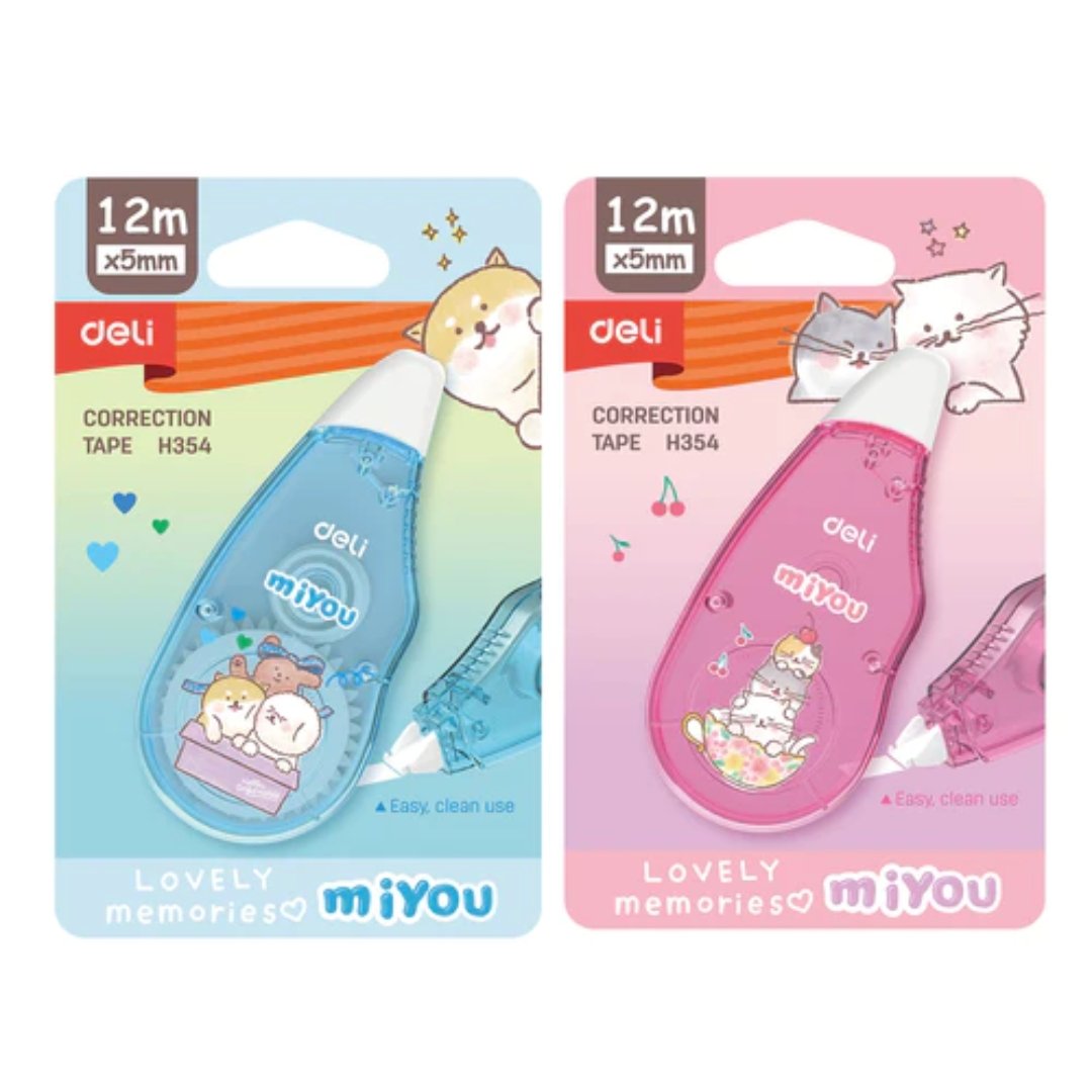 Deli WH354 Correction Tape, Assorted, 5mm×12m, 1 Pc - SCOOBOO - H354-BLUE - Correction Tape