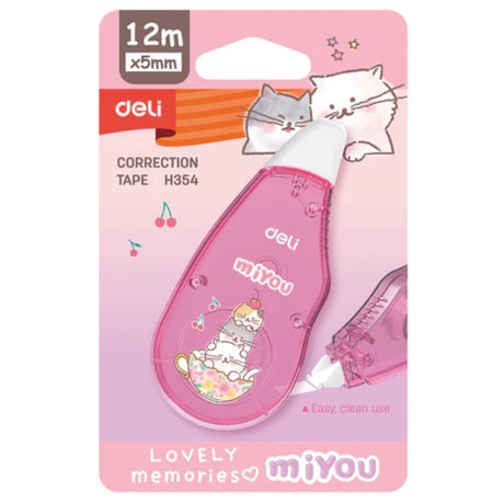 Deli WH354 Correction Tape, Assorted, 5mm×12m, 1 Pc - SCOOBOO - H354-Pink - Correction Tape