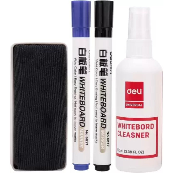 Deli Whiteboard Cleaning Kit - SCOOBOO - W7839 - White-Board & Permanent Markers