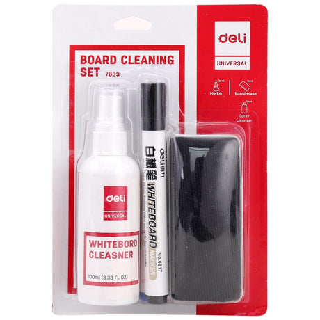 Deli Whiteboard Cleaning Kit - SCOOBOO - W7839 - White-Board & Permanent Markers