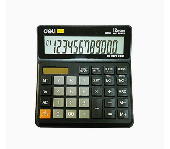 Deli WM19620 Smart Series Desktop Basic Calculator with Tax & GT Keys 12 Digit, 120 Step Check, Black - SCOOBOO - M19620 - Calculator