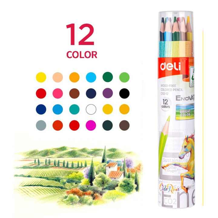 Deli Wood-Free Colored Pencil - SCOOBOO - C112-12 - Coloured Pencils