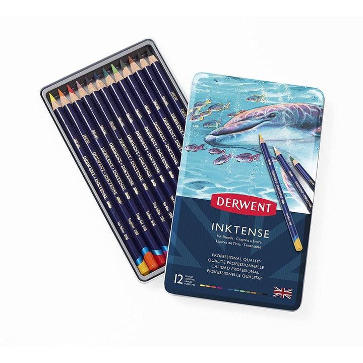 Derwent Inktense Pencil 12-Color Tin Set - SCOOBOO - 0700928 - Coloured Pencils