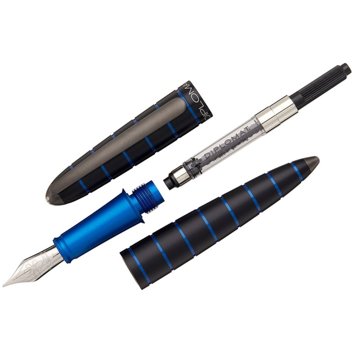 Diplomat Elox Black/Blue Fountain Pen - SCOOBOO - DP_ELX_BLKBLU_FPEF_D40352021 - Fountain Pen