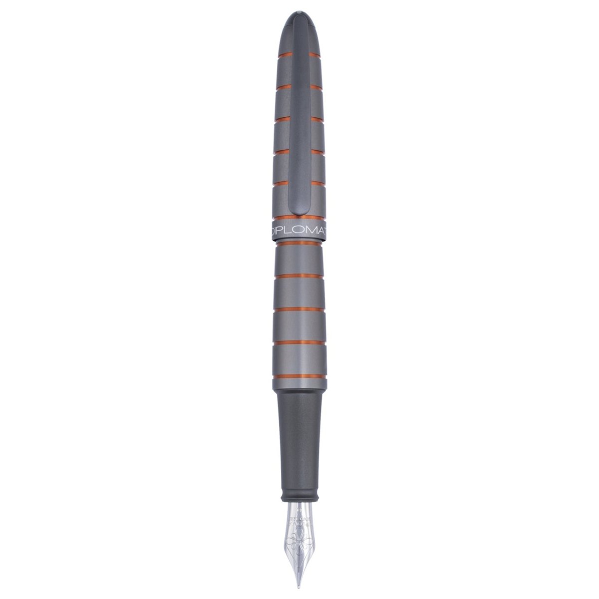 Diplomat Elox Ring Grey/Orange Fountain Pen - SCOOBOO - DP_ELX_RNG_GRYORN_FPEF_D40354021 - Fountain Pen