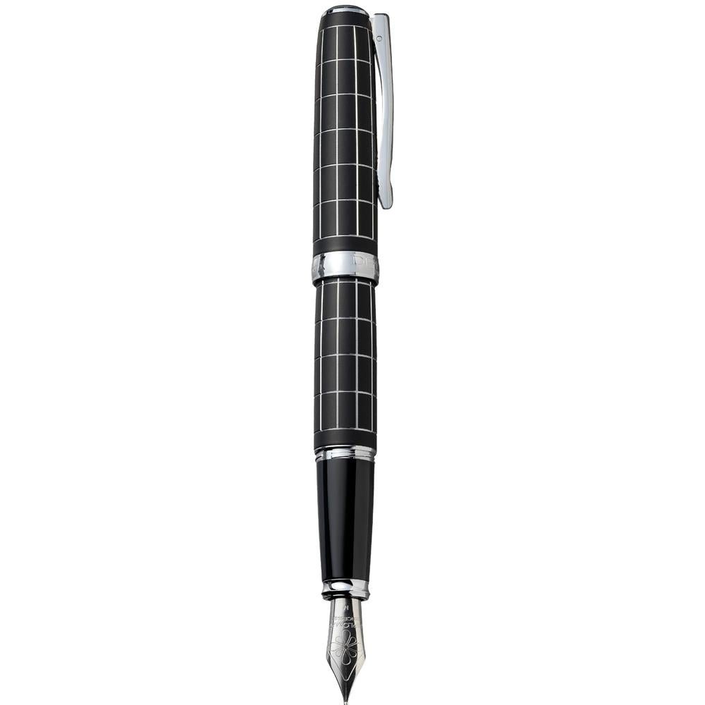 Diplomat Excellence A Plus Rhomb Guilloche Lapis Black Fountain Pen - SCOOBOO - DP_D40101025_EXC_A_RH_GUI_LPBLK_FPM - Fountain Pen