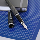 Diplomat Excellence A Plus Wave Guilloche Lapis Black Fountain Pen - SCOOBOO - DP_D40104028_EXC_A_WV_GUI_LPBLK_FPB - Fountain Pen