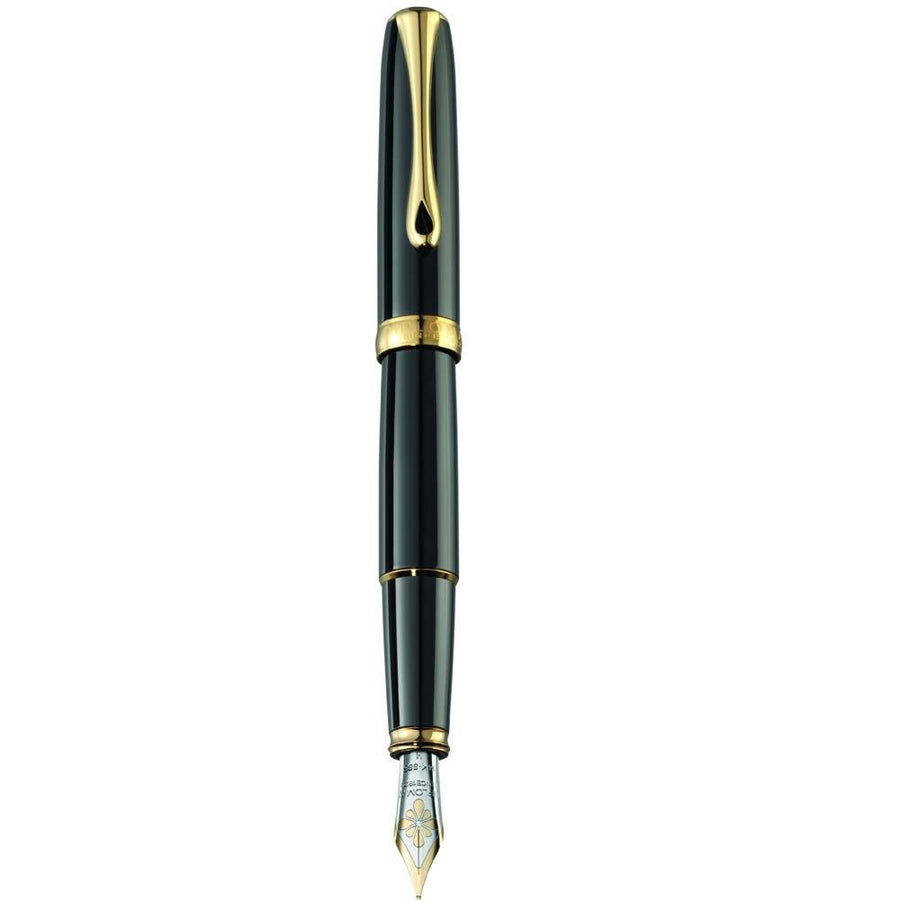 Diplomat Excellence A2 Black Lacquer Gold 14K Gold Fountain Pen - SCOOBOO - DP_D40203015_EXC_A2_BLK_LQ_GLD_14_FPM - Fountain Pen