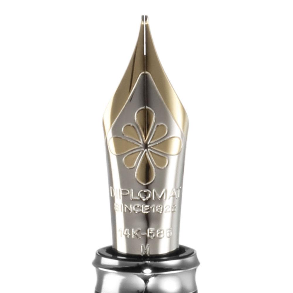 Diplomat Excellence A2 Chrome 14K Gold Fountain Pen - SCOOBOO - DP_D40201015_EXC_A2_CHR_14_FPM - Fountain Pen