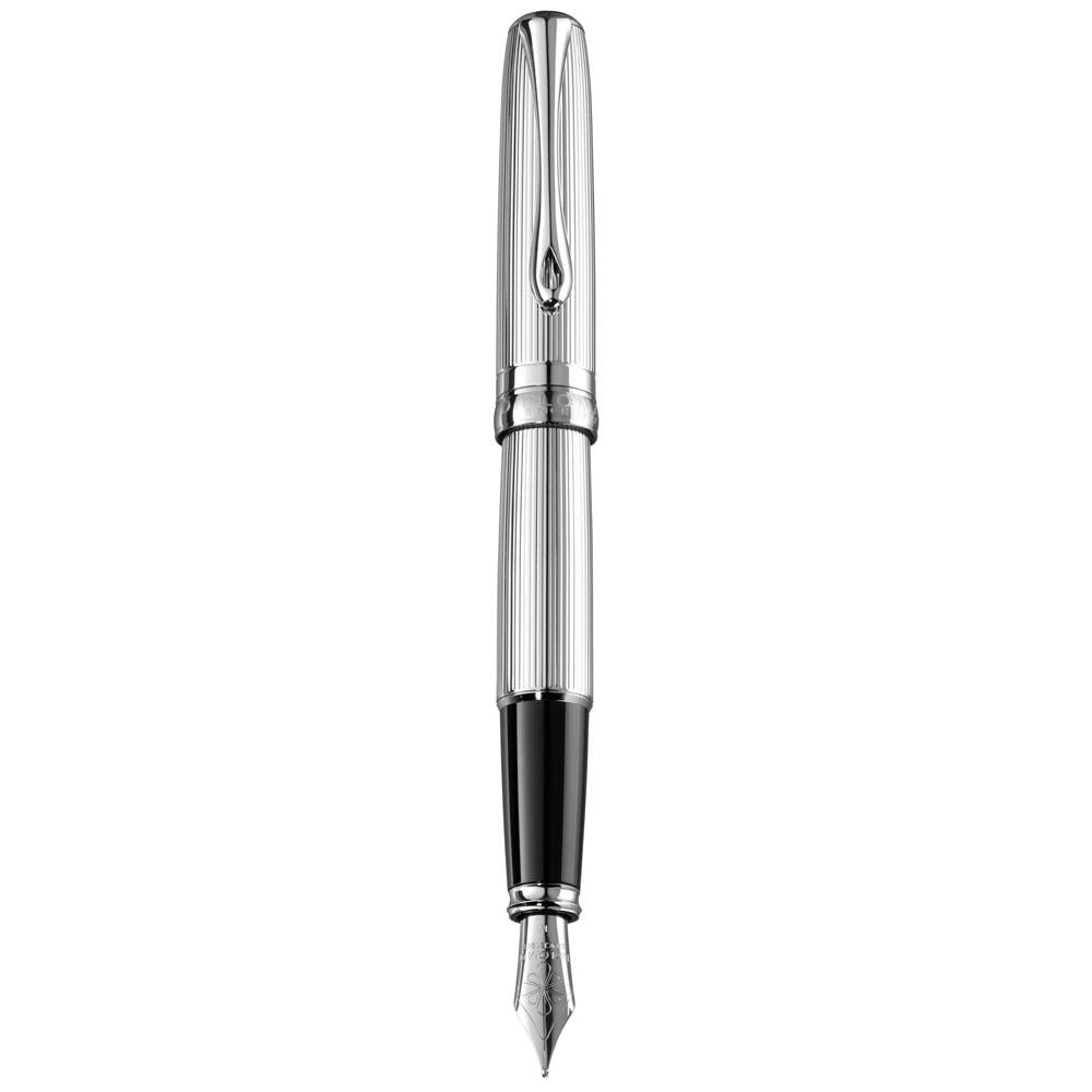 Diplomat Excellence A2 Guilloche Chrome Fountain Pen - SCOOBOO - DP_D40207025_EXC_A2_GUI_CHR_FPM - Fountain Pen