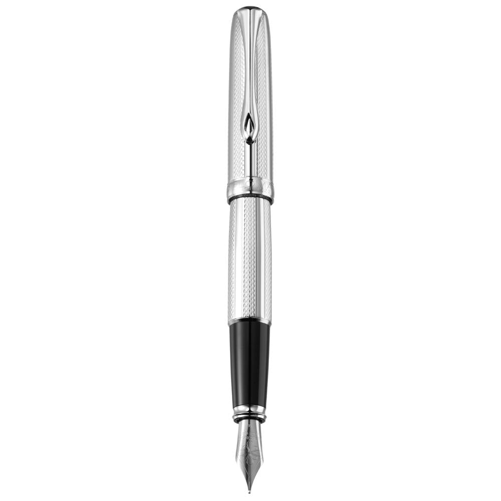 Diplomat Excellence A2 Guilloche Stripes Chrome Fountain Pen - SCOOBOO - DP_D40208025_EXC_A2_GUI_STP_CHR_FPM - Fountain Pen