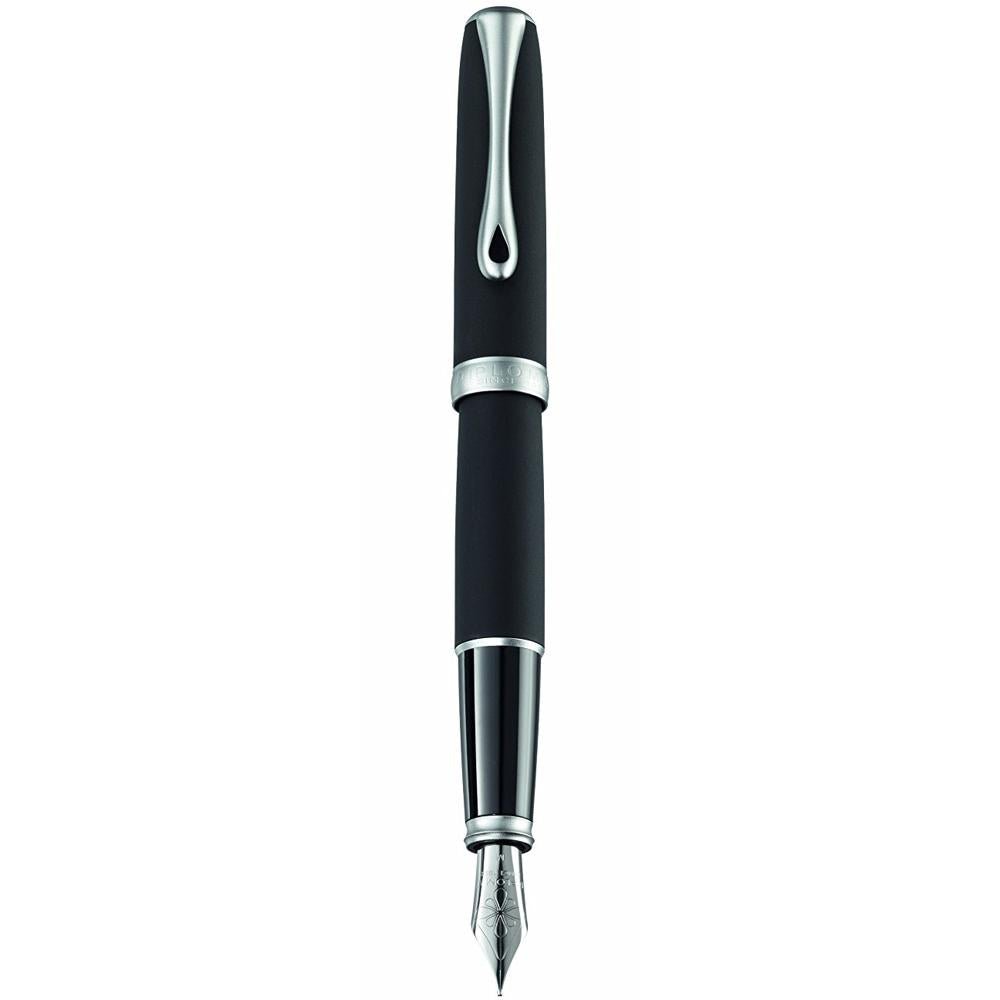 Diplomat Excellence A2 Lapis Black Matt Chrome Fountain Pen - SCOOBOO - DP_D40204025_EXC_A2_LPBLK_MTCHR_FPM - Fountain Pen