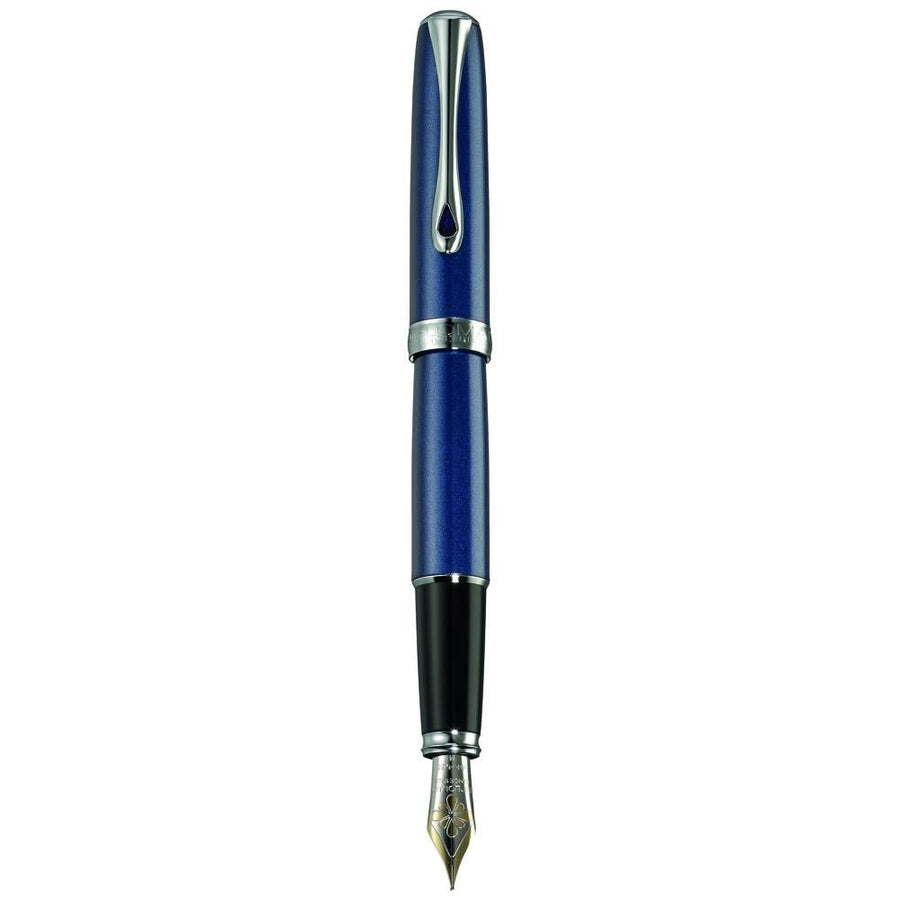 Diplomat Excellence A2 Midnight Blue/Chrome 14K Gold Fountain Pen - SCOOBOO - DP_D40209015_EXC_A2_BLUCHR_14_FPM - Fountain Pen