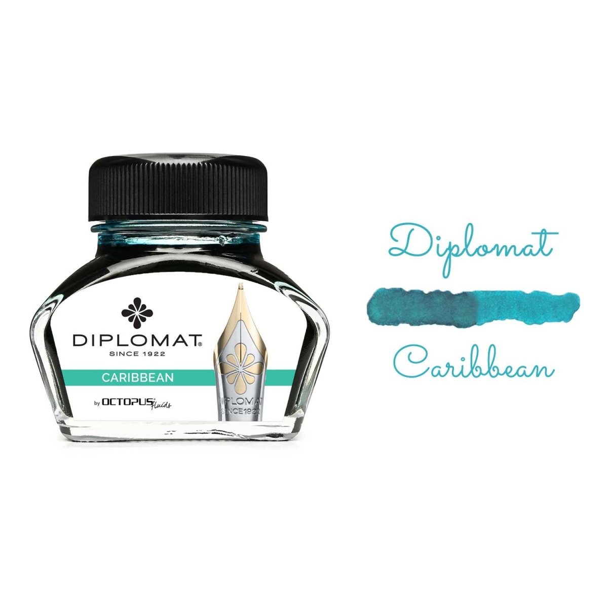 Diplomat Octopus Ink Bottle (Caribbean - 30 ML) D41001029 - SCOOBOO - DP_INKBTL_CRB_30ML_D41001029 - Ink Bottle