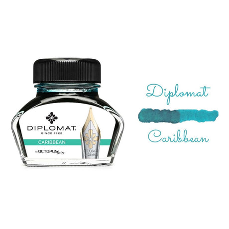 Diplomat Octopus Ink Bottle (Caribbean - 30 ML) D41001029 - SCOOBOO - DP_INKBTL_CRB_30ML_D41001029 - Ink Bottle