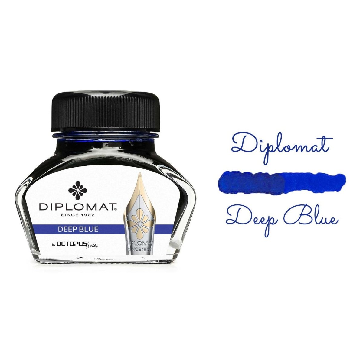 Diplomat Octopus Ink Bottle (Deep Blue - 30 ML) D41001043 - SCOOBOO - DP_INKBTL_DP_BLU_30ML_D41001043 - Ink Bottle