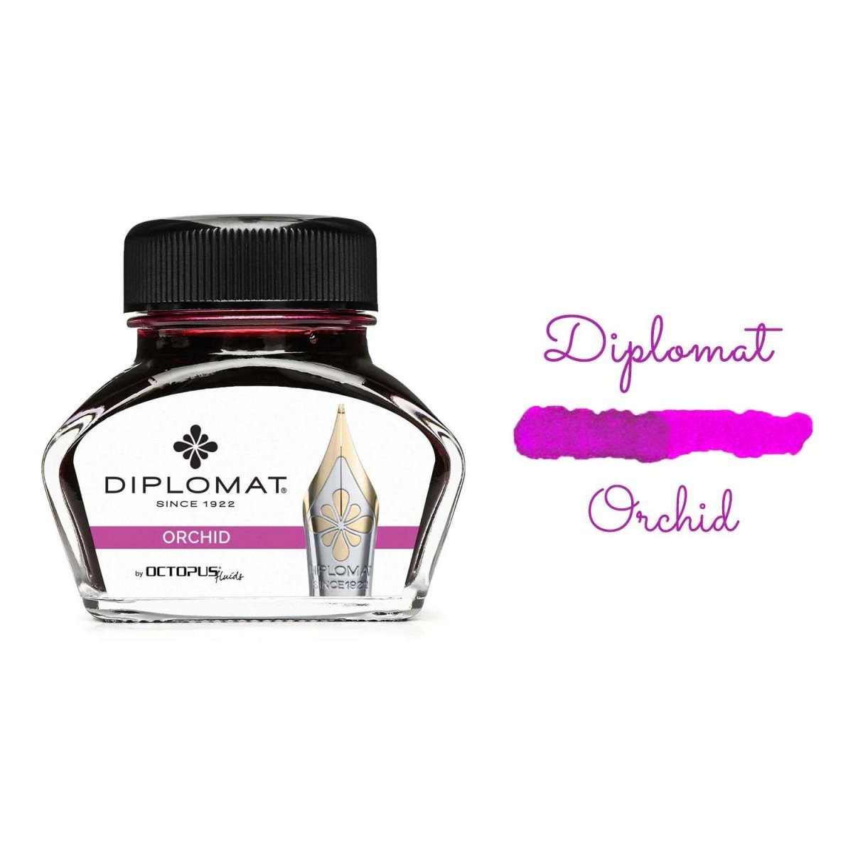 Diplomat Octopus Ink Bottle (Orchid - 30 ML) D41001012 - SCOOBOO - DP_INKBTL_ORC_30ML_D41001012 - Ink Bottle