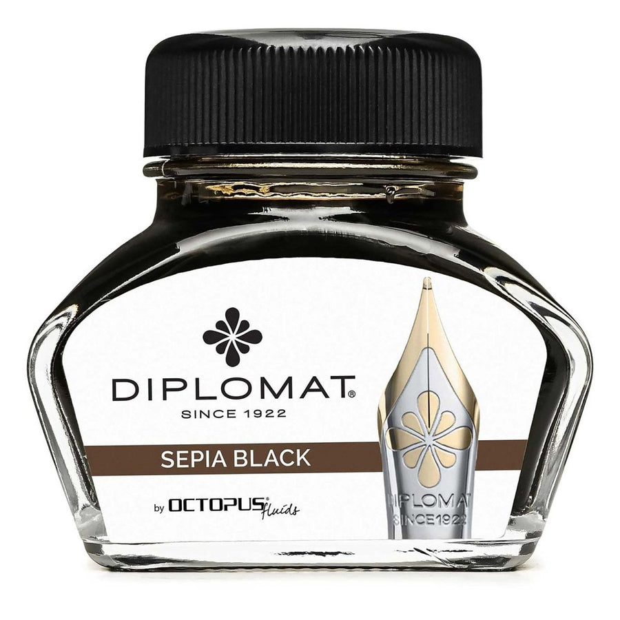 Diplomat Octopus Ink Bottle (Sepia Black - 30 ML) D41001001 - SCOOBOO - DP_INKBTL_SEP_BLK_30ML_D41001001 - Ink Bottle