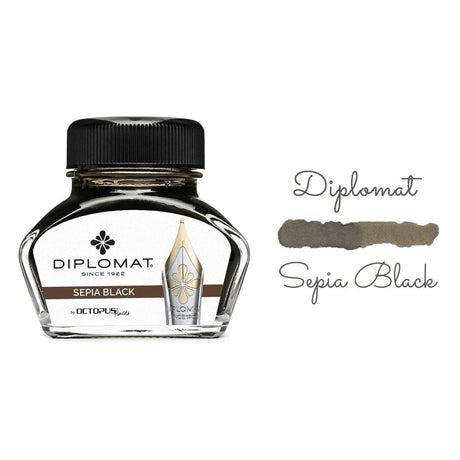 Diplomat Octopus Ink Bottle (Sepia Black - 30 ML) D41001001 - SCOOBOO - DP_INKBTL_SEP_BLK_30ML_D41001001 - Ink Bottle