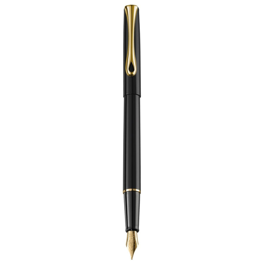 Diplomat Traveller Black Lacquer Gold Fountain Pen - SCOOBOO - DP_TRVL_BLK_LQ_GLD_FPF_D40706023 - Fountain Pen
