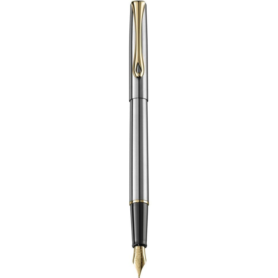 Diplomat Traveller Stainless Steel Gold Fountain Pen - SCOOBOO - DP_D10057461_TRVL_SS_GLD_FPM - Fountain Pen