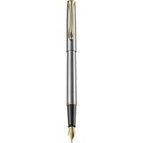 Diplomat Traveller Stainless Steel Gold Fountain Pen - SCOOBOO - DP_D10057461_TRVL_SS_GLD_FPM - Fountain Pen