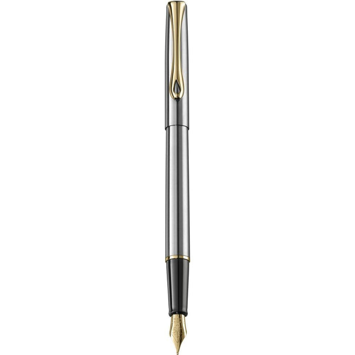 Diplomat Traveller Stainless Steel Gold Fountain Pen - SCOOBOO - DP_D10057461_TRVL_SS_GLD_FPM - Fountain Pen