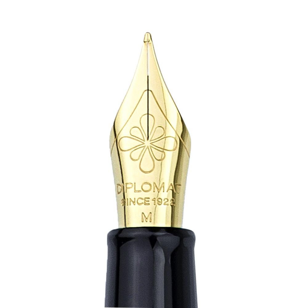 Diplomat Traveller Stainless Steel Gold Fountain Pen - SCOOBOO - DP_D10057461_TRVL_SS_GLD_FPM - Fountain Pen