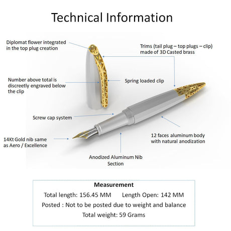 Diplomat Zepp GT Fountain Pen (Limited Edition) - SCOOBOO - DP_ZEPP_GLD_FPEF_D40401011 - Fountain Pen