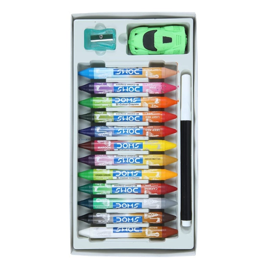 DOMS-Bi-Colour Crayons - Two Sided Colours in one Crayon - SCOOBOO - 7495 - wax crayon