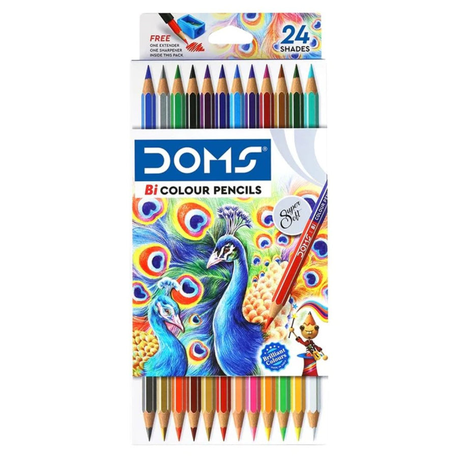 Doms Bi Colour Pencils Super Soft Pack Of 24 - SCOOBOO - 8665 - Coloured Pencils