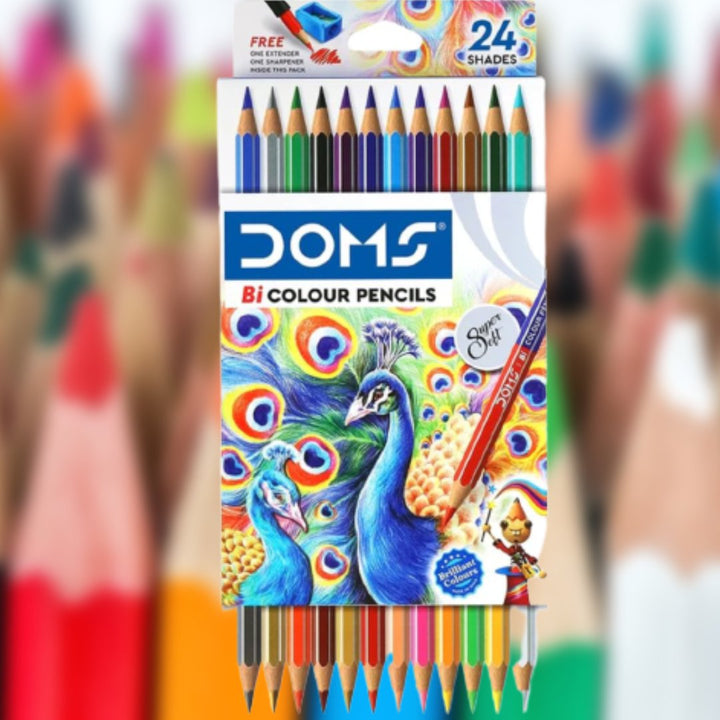 Doms Bi Colour Pencils Super Soft Pack Of 24 - SCOOBOO - 8665 - Coloured Pencils