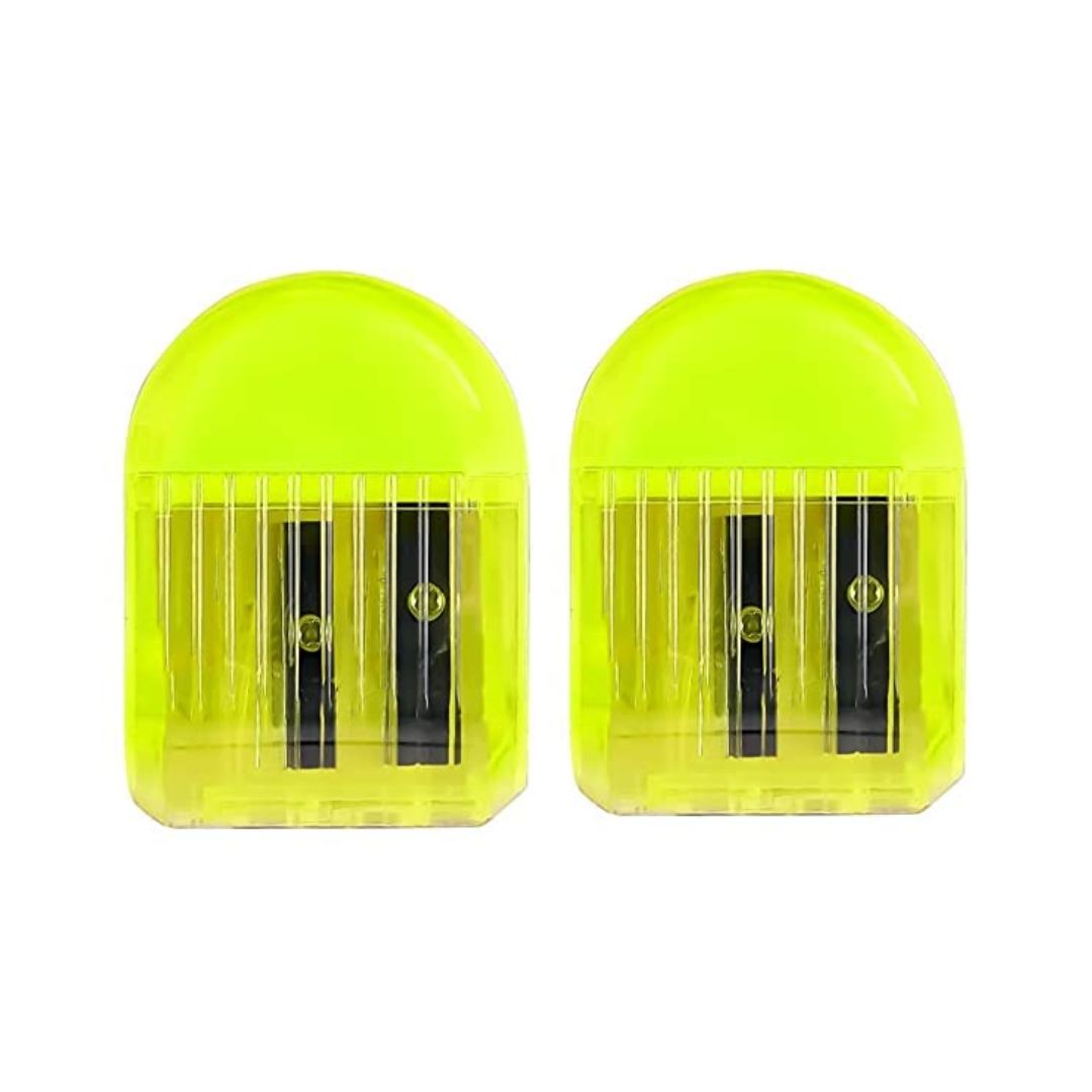 Domes Translucent Sharpner Doms Double Hole Neon Colored Pencil Sharpeners Pack Of 2 - SCOOBOO - Doms