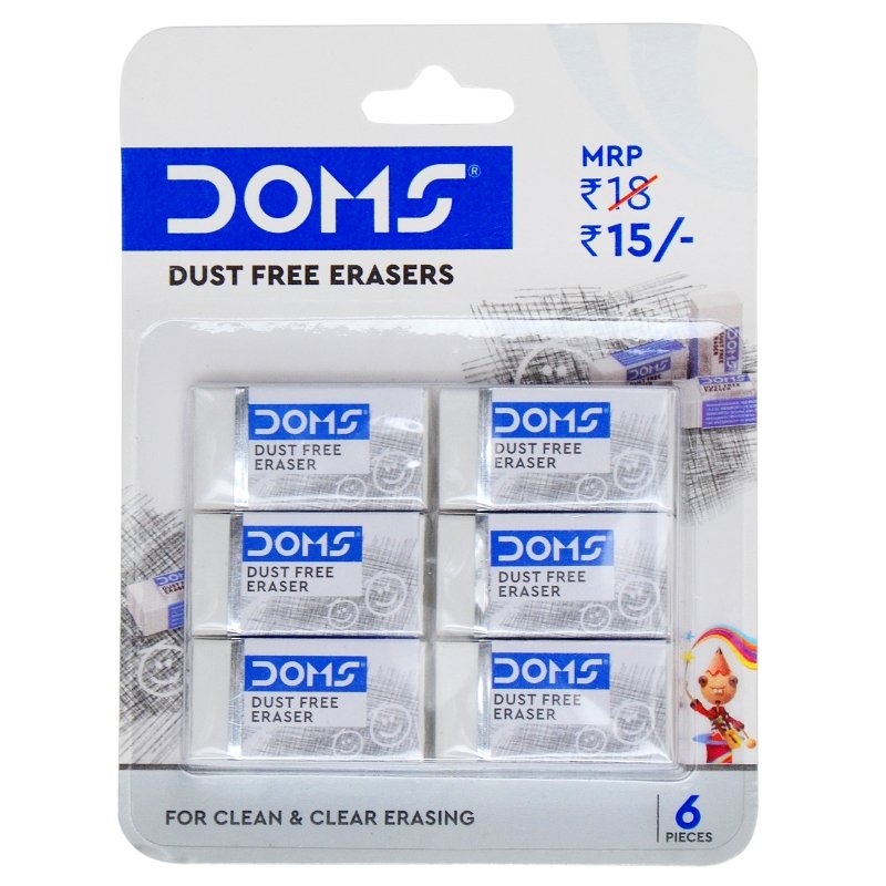 DOMS Dust Free Erasers (Pack of 6) - SCOOBOO - 8207 - Eraser & Correction