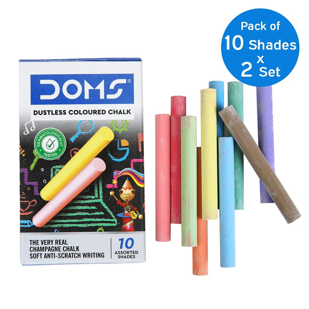 Doms Dustless Coloured Chalk Pack Of 2 - SCOOBOO - 7208 - Chalk Paints
