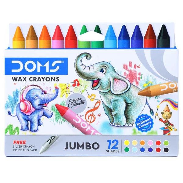 Doms Jumbo Wax Crayons (12 Shades) - SCOOBOO - 3468 - wax crayon