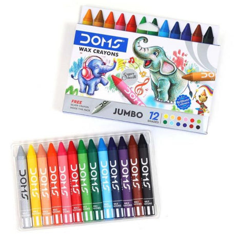 Doms Jumbo Wax Crayons (12 Shades) - SCOOBOO - 3468 - wax crayon